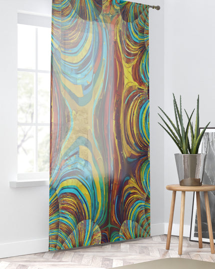 Uzi Spiral Alpha Sheer Window Curtain, 50" x 84", partially transparent