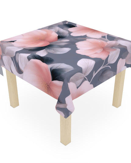 Peach and Blue Gray Floral Bunch Tablecloth, 55" x 55"