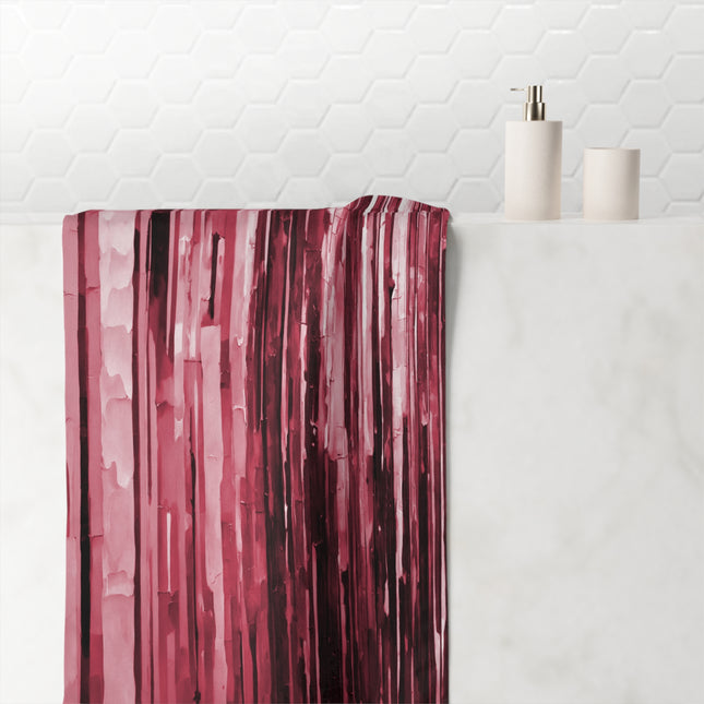 Striped Ruby 30" x 60" Mink-Cotton Towel (50% polyester, 50% cotton)