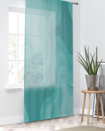 Tif Green Wavey Sheer Window Curtain, 50" x 84", partially transparent