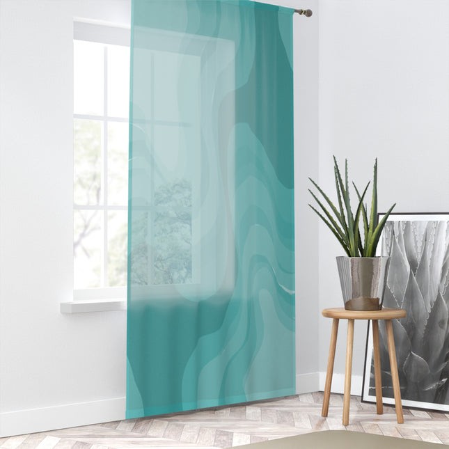 Tif Green Wavey Sheer Window Curtain, 50" x 84", partially transparent