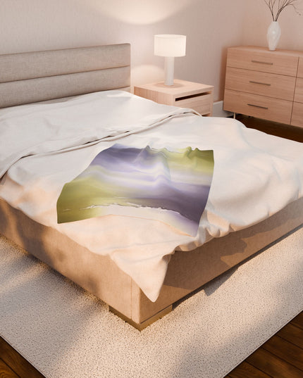 Lavender Sea Golden Fog Velveteen Plush Blanket, 30" x 40"