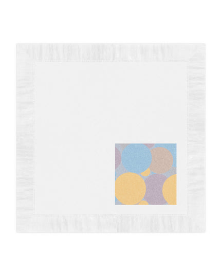 Pastel Baby Blue and Peach Patches White Coined Napkins, 4.8" x 4.8"