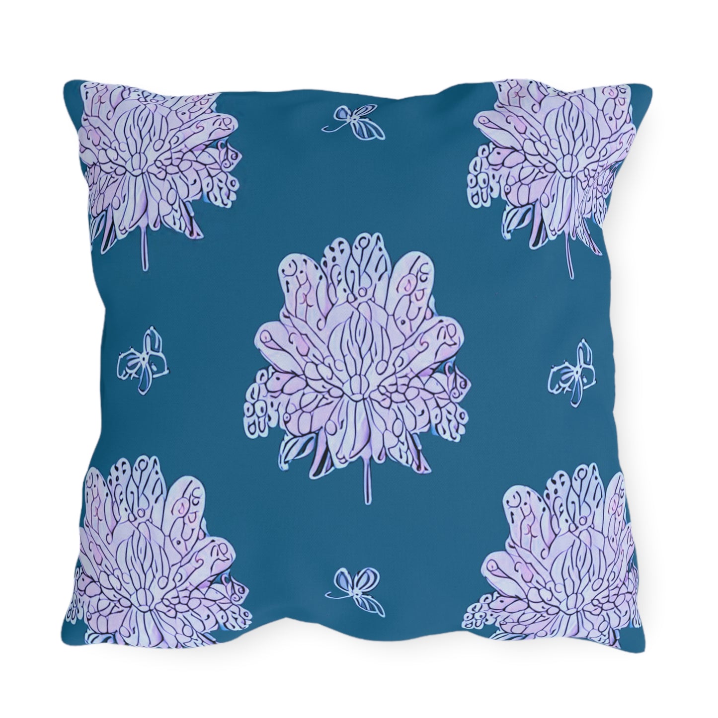Lavender Floral Butterflies 20" x 20" Outdoor Pillow