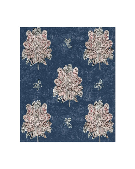 Rose White Floral Butterflies 50" x 60" Crushed Velvet Blanket