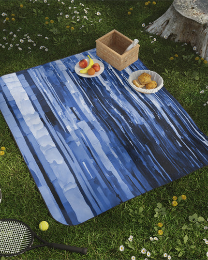 Striped Deep Blue 61" × 51" Picnic Blanket
