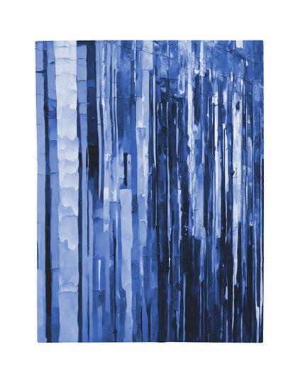 Striped Deep Blue Velveteen Plush Blanket, 30" x 40"