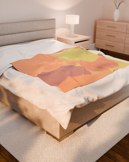 Pastel Hot Peach Patches Velveteen Plush Blanket, 50" x 60"