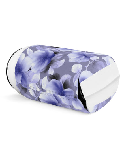 Indigo Blossom Floral Bunch 12 oz Can Cooler Sleeve