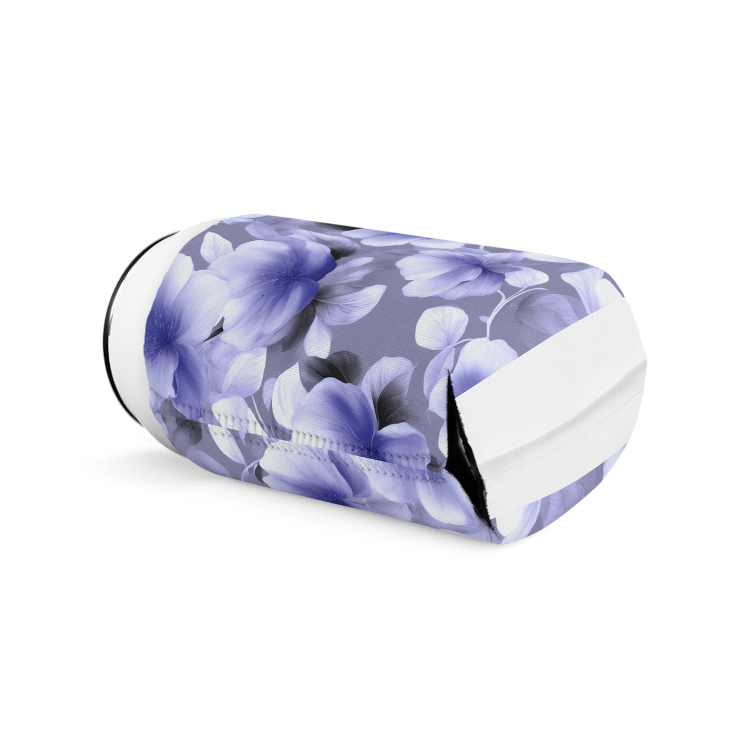 Indigo Blossom Floral Bunch 12 oz Can Cooler Sleeve