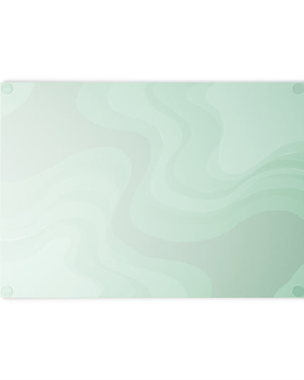 Mint Green Wavey 8" x 11" Glass Cutting Board
