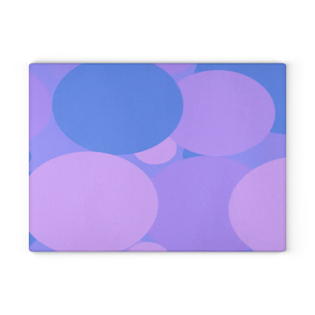 Pastel Purple Family Patches 11" x 15" Glass Cutting Board