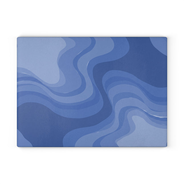Deep Blue Wavey Glass Cutting Board, 11" x 15"