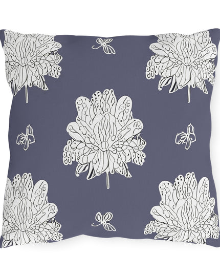 White Floral Butterflies 16" x 16" Outdoor Pillow
