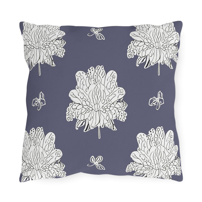 White Floral Butterflies 16" x 16" Outdoor Pillow