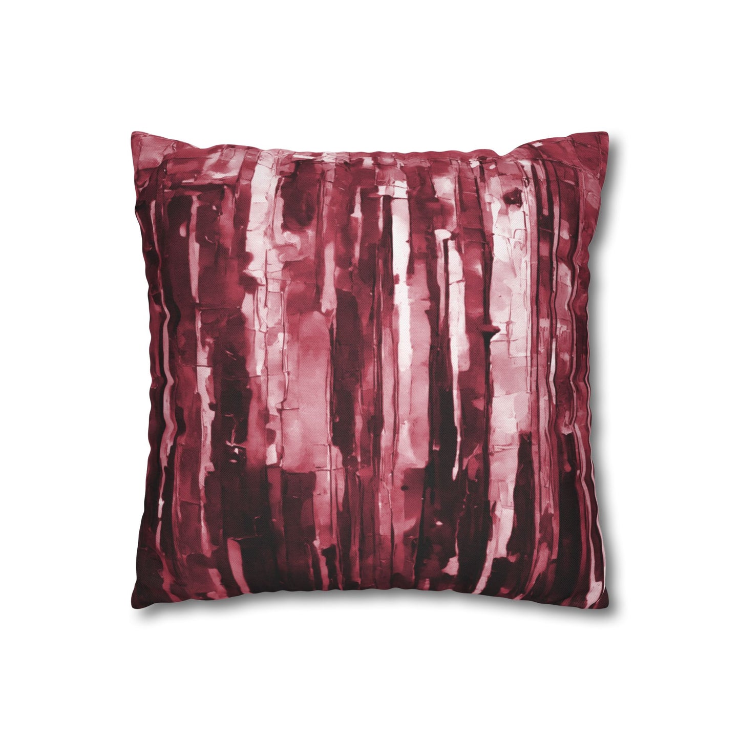 Striped Ruby Spun Polyester Square Pillowcase, 14" x 14"