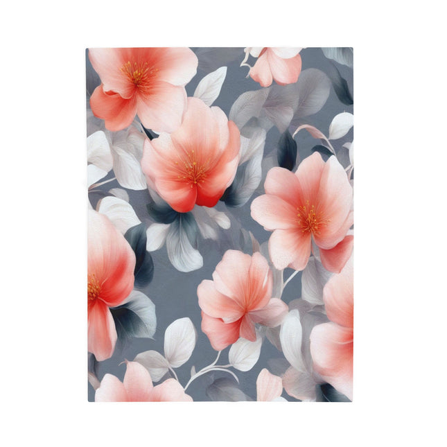 Red Blossom Floral Bunch Velveteen Plush Blanket, 30" x 40"