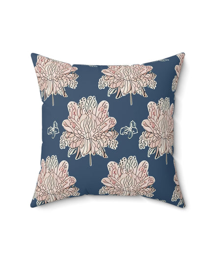 Rose White Floral Butterflies 16" x 16" Faux Suede Square Pillow