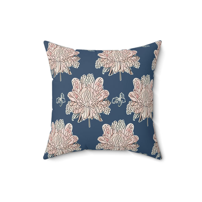 Rose White Floral Butterflies 16" x 16" Faux Suede Square Pillow