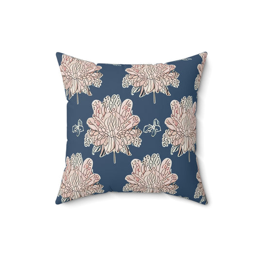 Rose White Floral Butterflies 16" x 16" Faux Suede Square Pillow