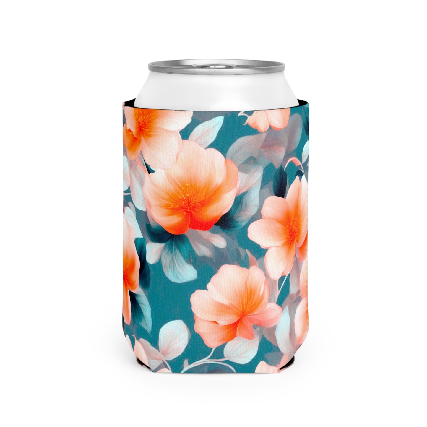 Orange Blossom Floral Bunch 12 oz Can Cooler Sleeve