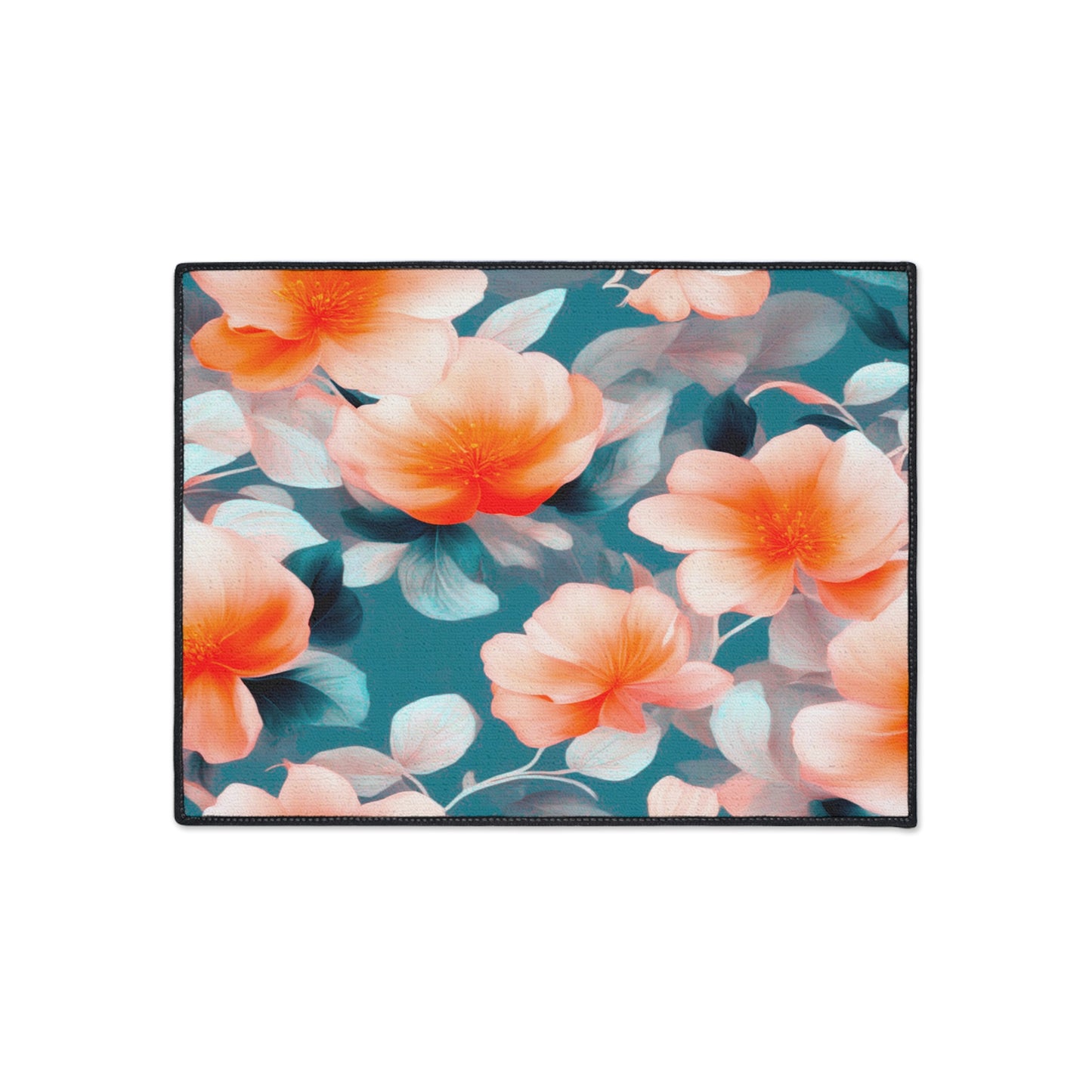 Orange Blossom Floral Bunch Heavy Duty Floor Mat, 18" x 24"
