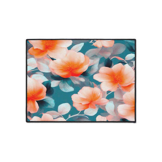 Orange Blossom Floral Bunch Heavy Duty Floor Mat, 18" x 24"