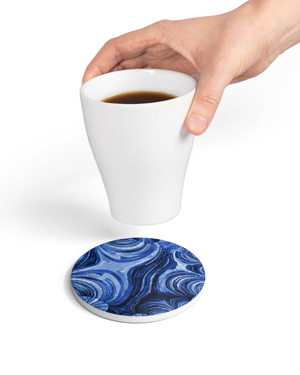 Uzi Spiral Deep Blue 4" x 4" Round Ceramic Coaster