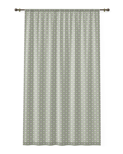 Olive Star-crossed Bodies Sheer Window Curtain, 50" x 84", partially transparent