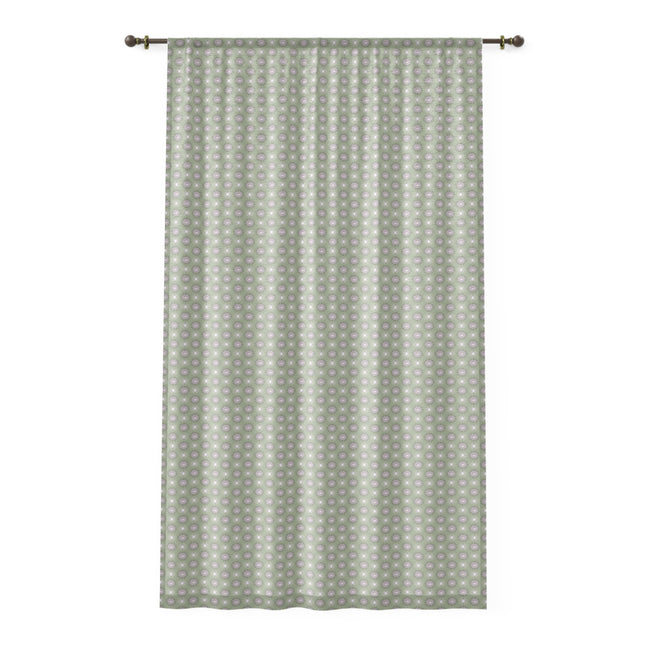 Olive Star-crossed Bodies Sheer Window Curtain, 50" x 84", partially transparent