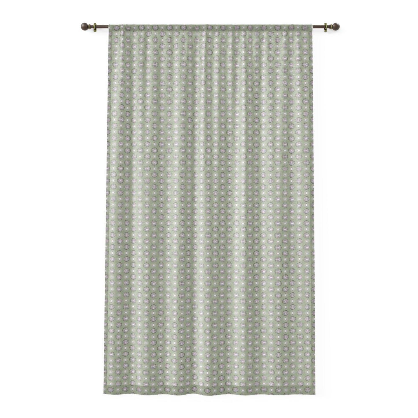Olive Star-crossed Bodies Sheer Window Curtain, 50" x 84", partially transparent