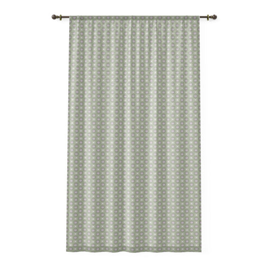 Olive Star-crossed Bodies Sheer Window Curtain, 50" x 84", partially transparent