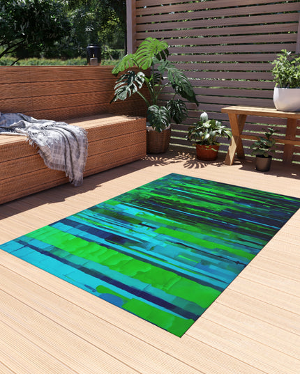 Striped Blue Green 48" x 72" Outdoor Rug