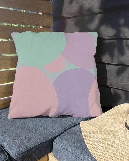 Pastel Peach and Soft Green Patches 20" x 20" Outdoor Pillows