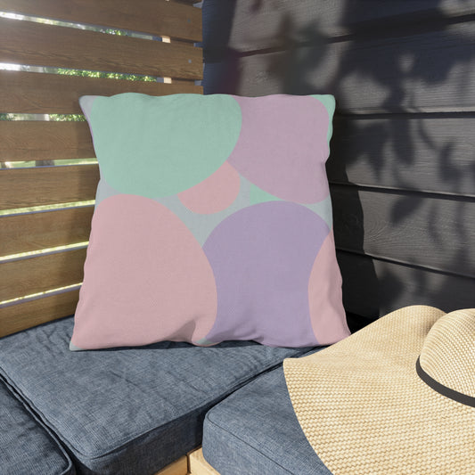 Pastel Peach and Soft Green Patches 20" x 20" Outdoor Pillows