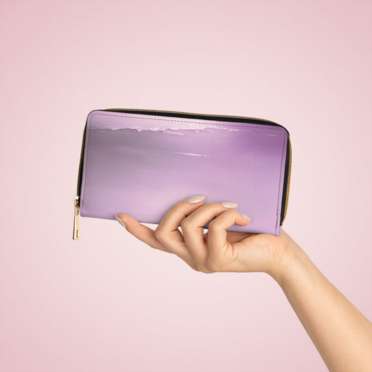 Dark Pink Sea Amethyst Fog Elegant Abstract Zipper Wallet - Stylish & Functional Accessory for Everyday Use