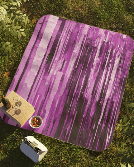 Striped Powder Lavender 61" × 51" Picnic Blanket