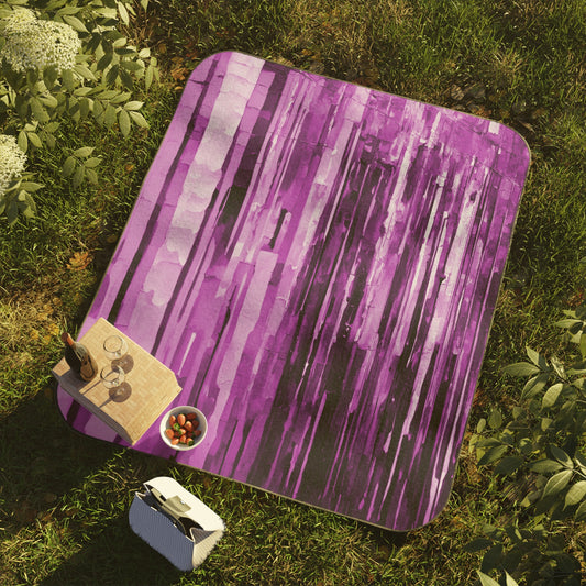 Striped Powder Lavender 61" × 51" Picnic Blanket