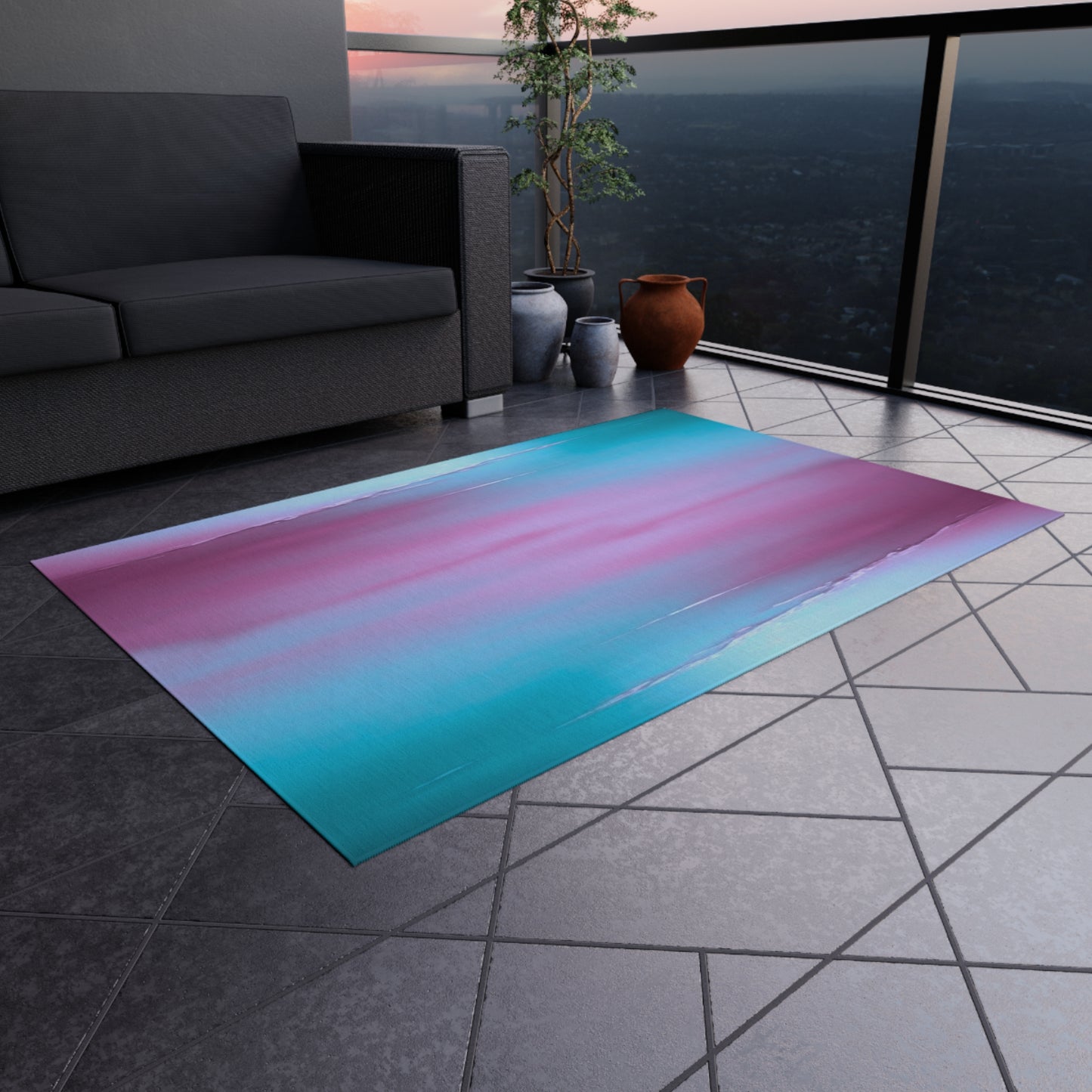 Wine Sea Blue Fog 48" x 72" Outdoor Rug