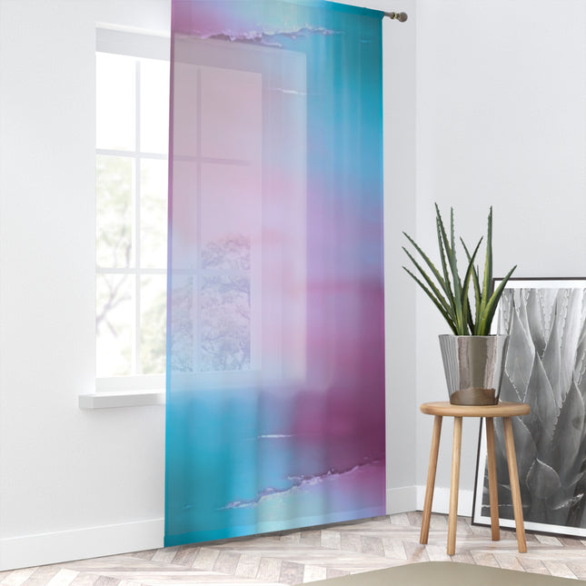 Wine Sea Blue Fog Window Curtain, 50" x 84", partially transparent