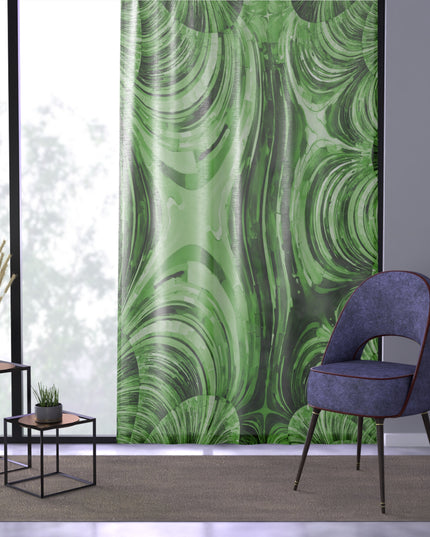 Uzi Spiral Mint Pastel Sheer Window Curtain, 50" x 84", partially transparent