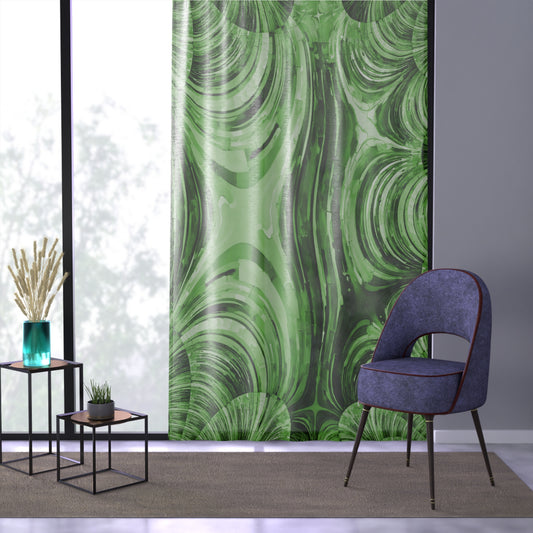 Uzi Spiral Mint Pastel Sheer Window Curtain, 50" x 84", partially transparent