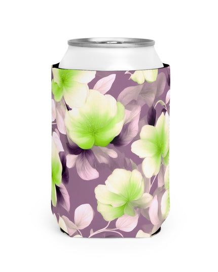 Lime Lavender Floral Bunch 12 oz Can Cooler Sleeve