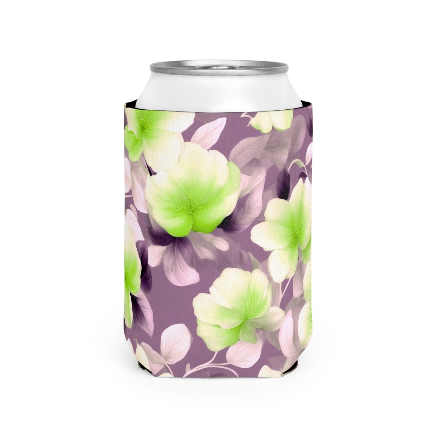 Lime Lavender Floral Bunch 12 oz Can Cooler Sleeve
