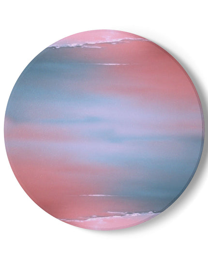 Gray Sea Pink Fog 4" x 4" Round Ceramic Coaster