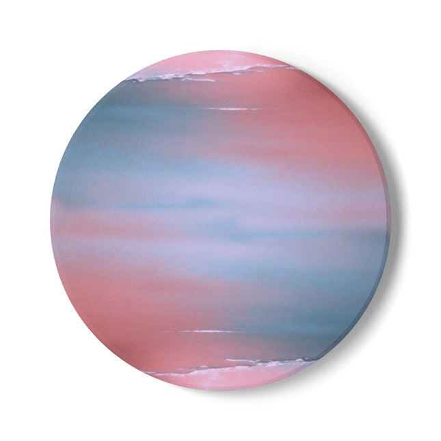 Gray Sea Pink Fog 4" x 4" Round Ceramic Coaster