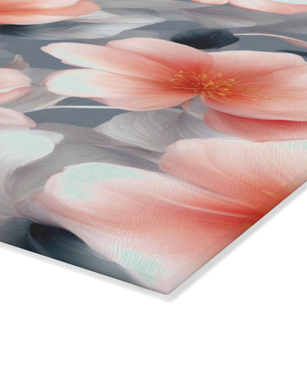 Red Blossom Floral Bunch Glass Cutting Board, 8" x 11"
