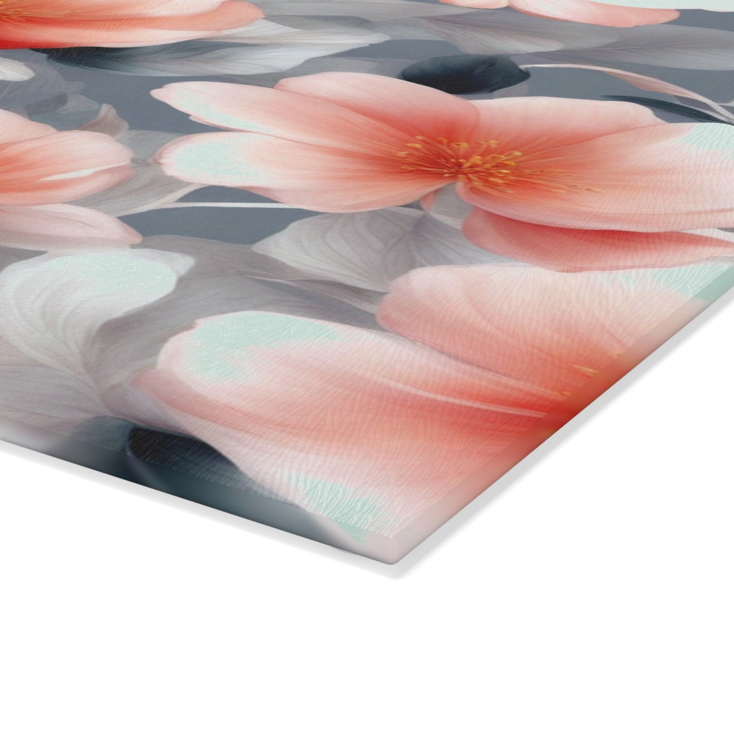 Red Blossom Floral Bunch Glass Cutting Board, 8" x 11"