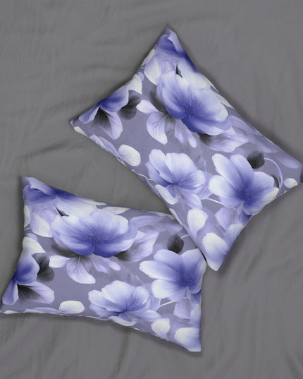 Indigo Blossom Floral Bunch Spun Polyester Lumbar Pillow, 20" x 14"