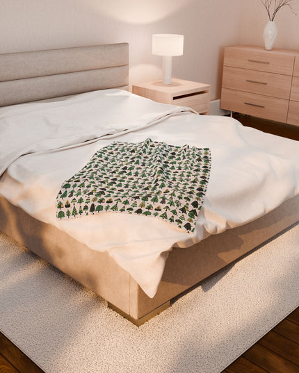 Mini Vintage Green Trees Velveteen Plush Blanket, 30" x 40"